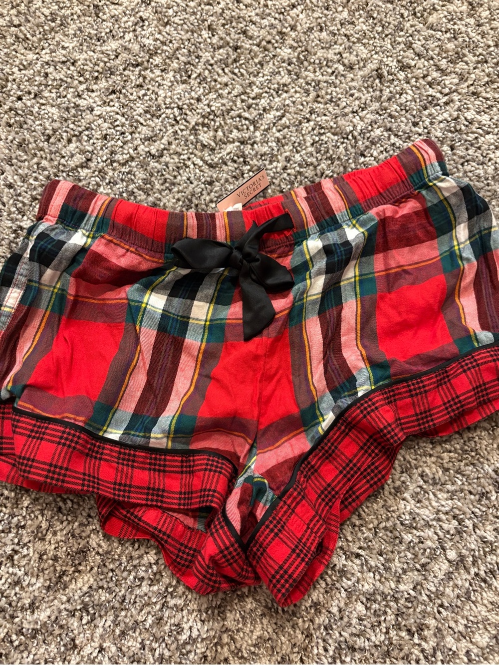 Victoria’s Secret Red Plaid Women’s Lounge Shorts with Bow Waist